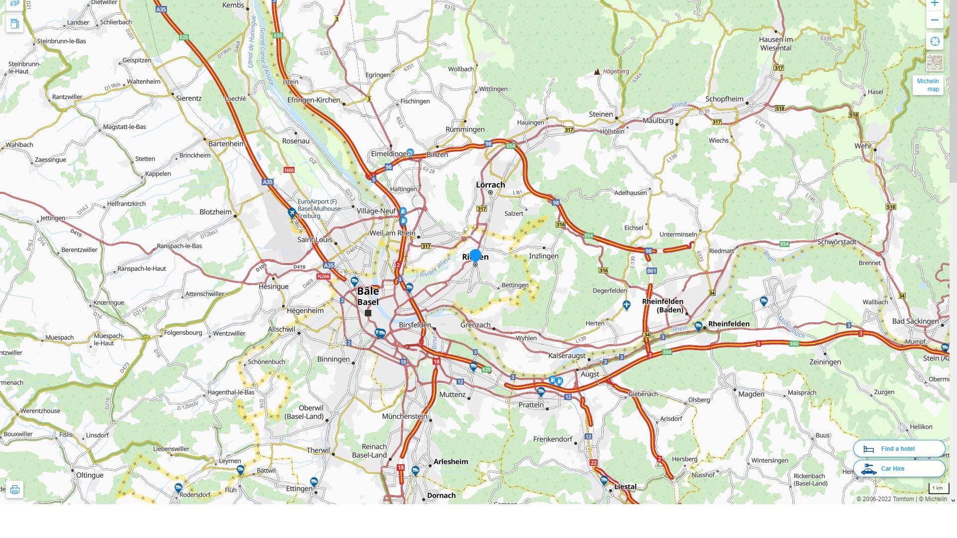 Riehen Highway and Road Map